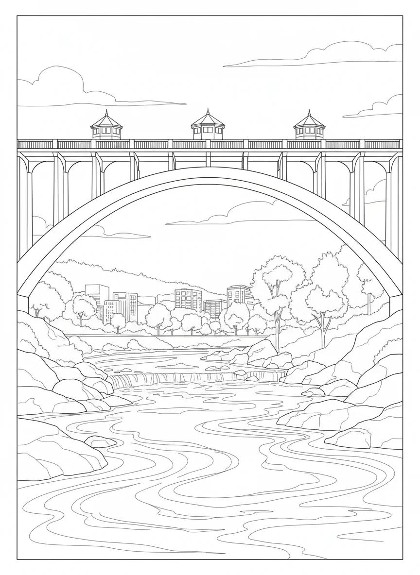 Spokane Washington Cityscapes: Adult Coloring Book - Page 4