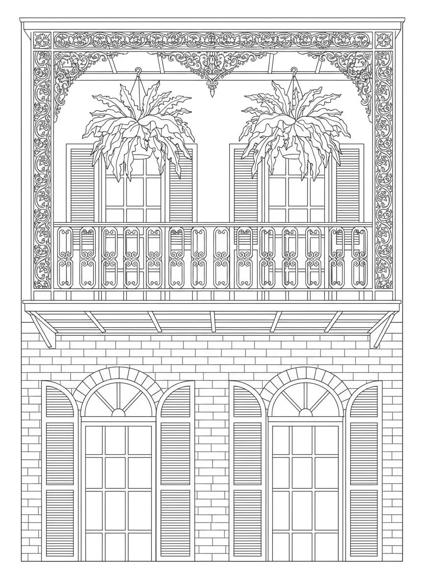 New Orleans Architecture & Culture: Adult Coloring Book - Page 4