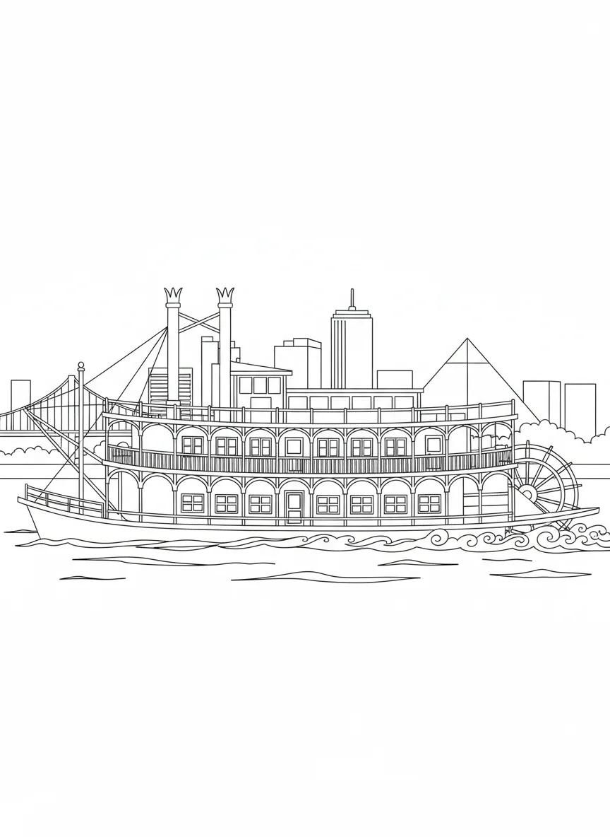 Memphis Cityscapes & Music History: Adult Coloring Book - Page 3