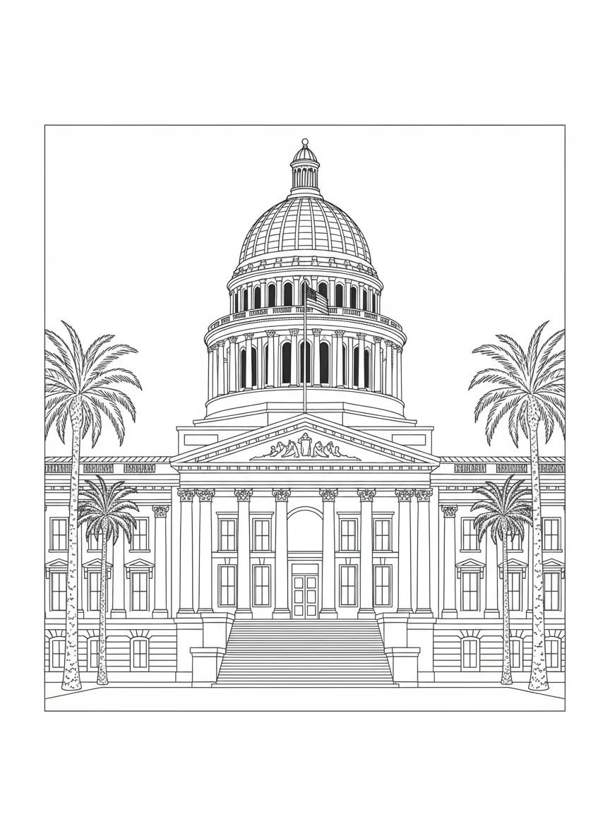 Sacramento California Landmarks: Adult Coloring Book - Page 2