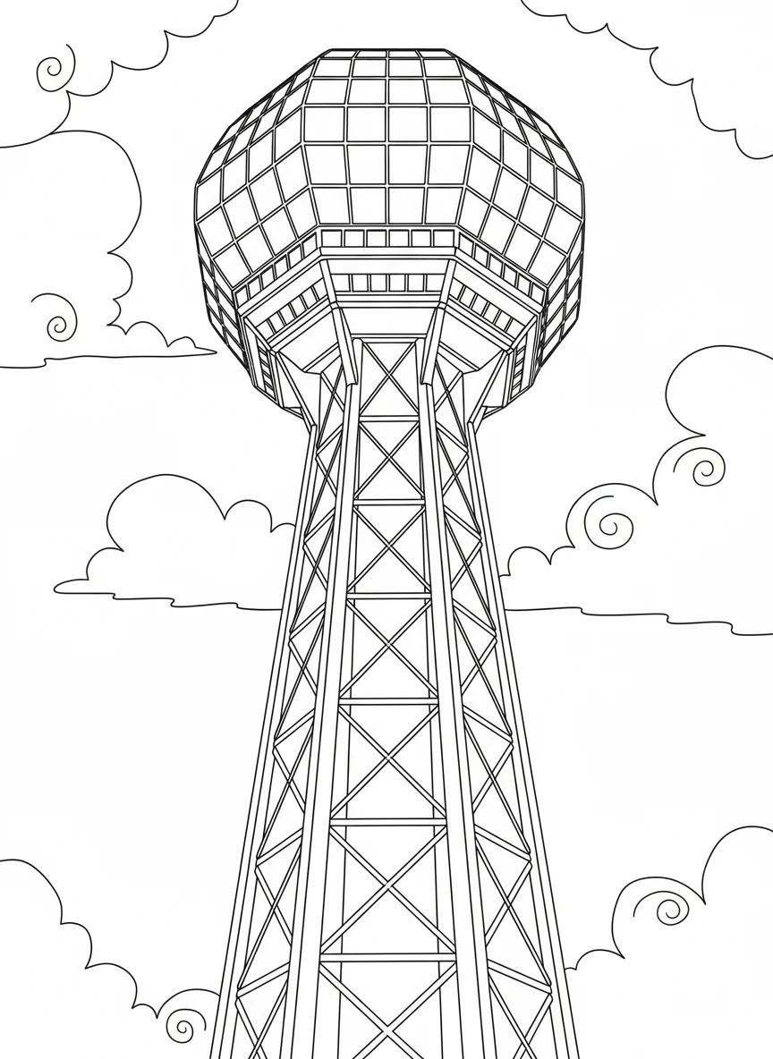 Knoxville Tennessee Cityscapes: Adult Coloring Book - Page 1