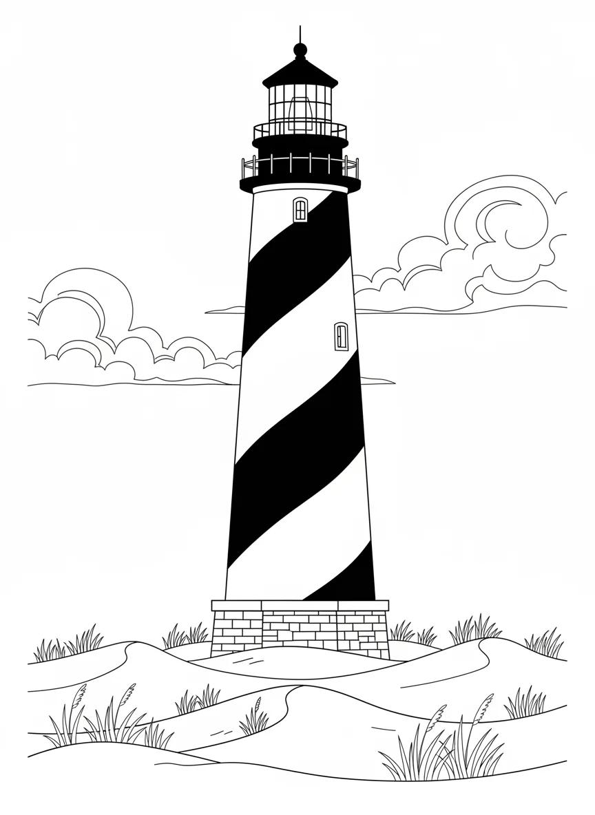 Outer Banks North Carolina Coast: Adult Coloring Book - Page 1