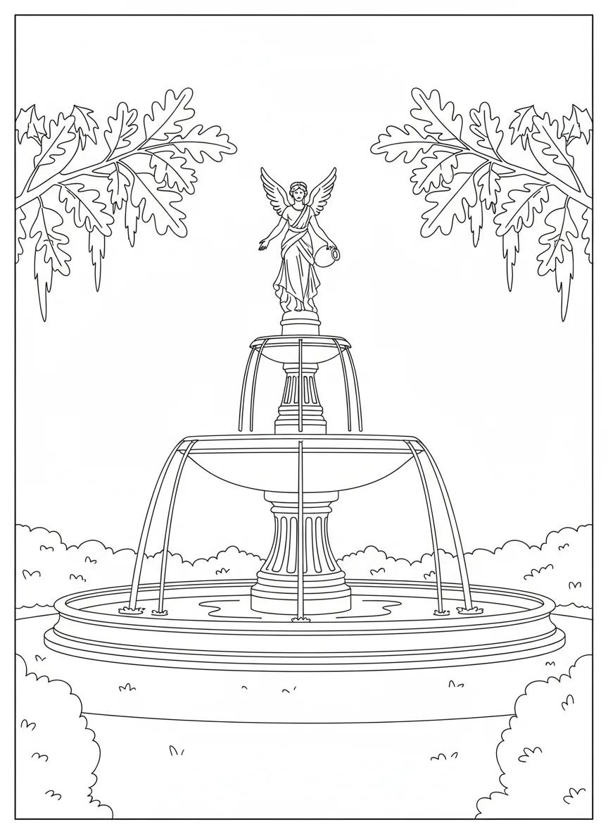 Savannah, Georgia: Historic Cityscapes Adult Coloring Book - Page 1