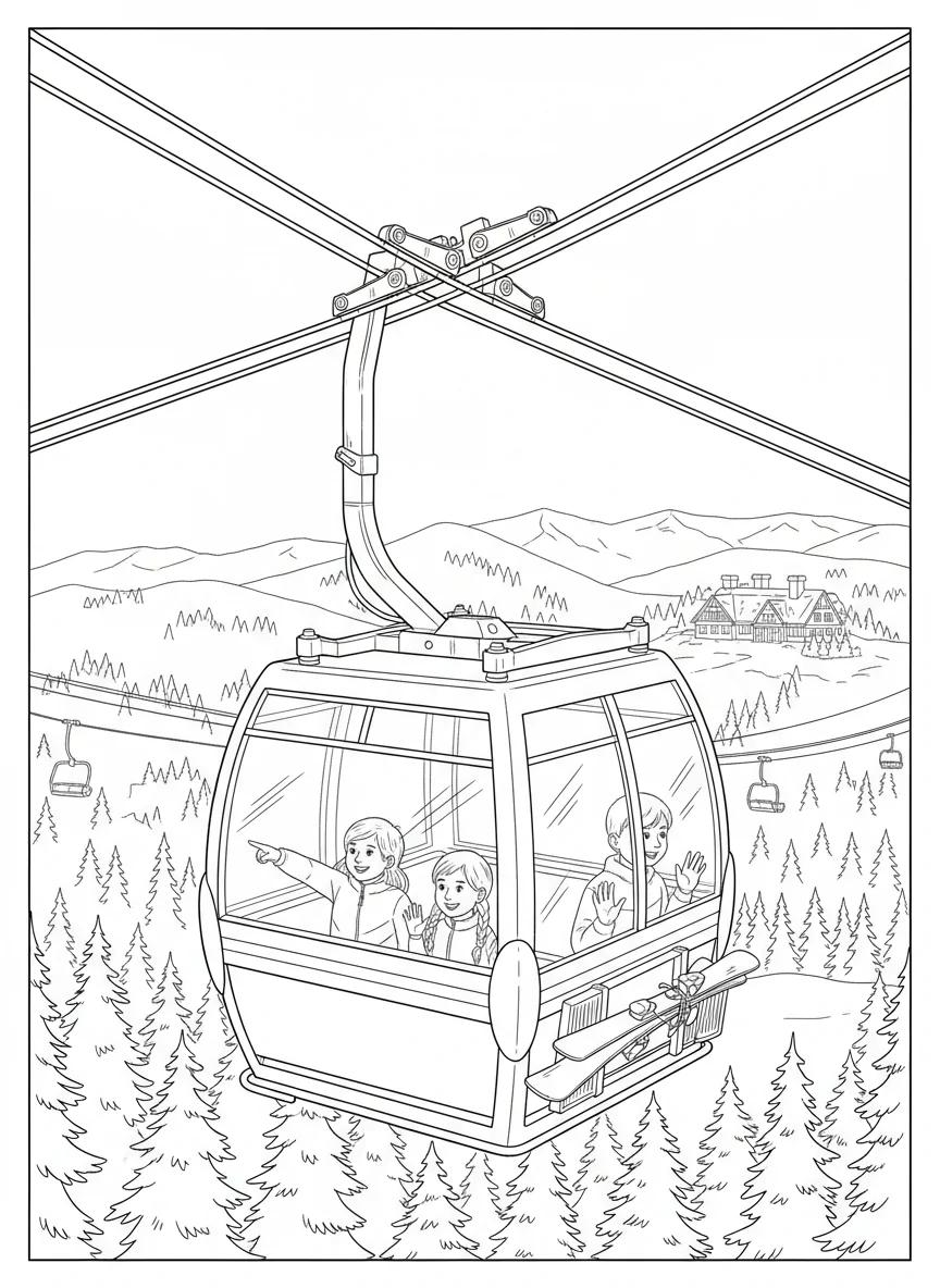Sun Valley Idaho Winter Skiing: Adult Coloring Book - Page 3