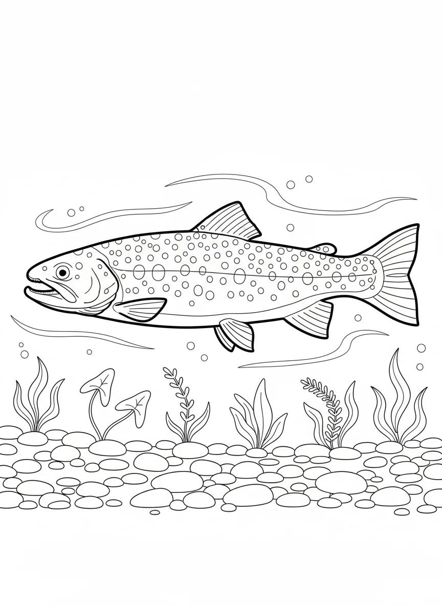 Yellowstone River Fly Fishing Scenes: Adult Coloring Book - Page 1
