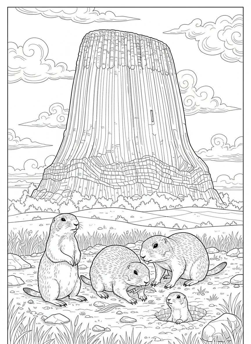 Devils Tower Monument Wyoming: Adult Coloring Book - Page 5