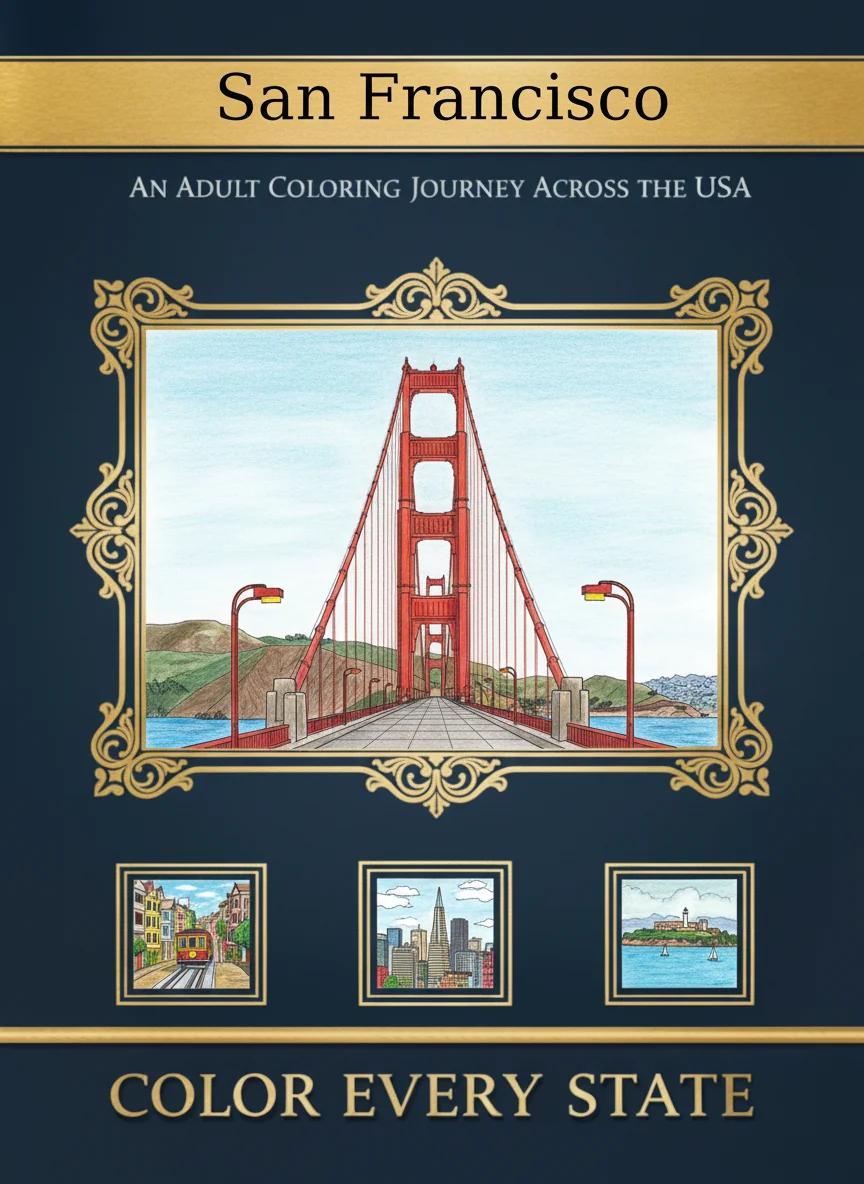 San Francisco Landmarks Coloring Book: Explore Iconic City Scenes for Kids 5-9 - Cover