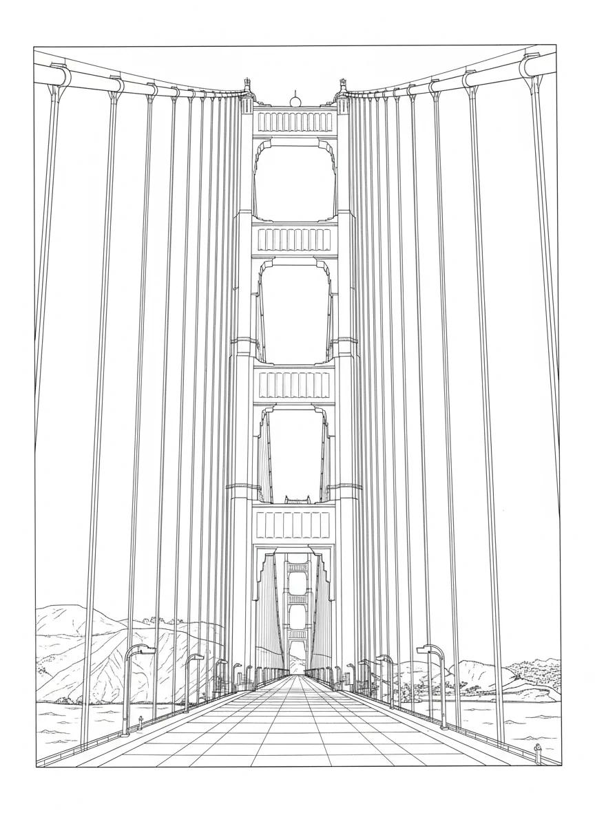 San Francisco Landmarks Coloring Book: Explore Iconic City Scenes for Kids 5-9 - Page 1