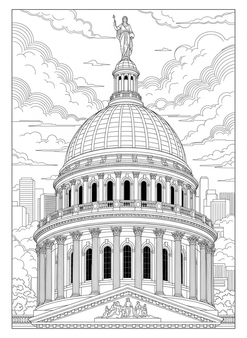 Sacramento Landmarks & California Poppies Coloring Book for Kids Ages 5-9 - Page 2