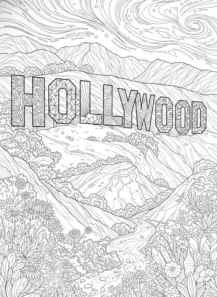 Los Angeles Dreamscapes: Premium Adult Coloring Book for Mindful Travel - Page 2