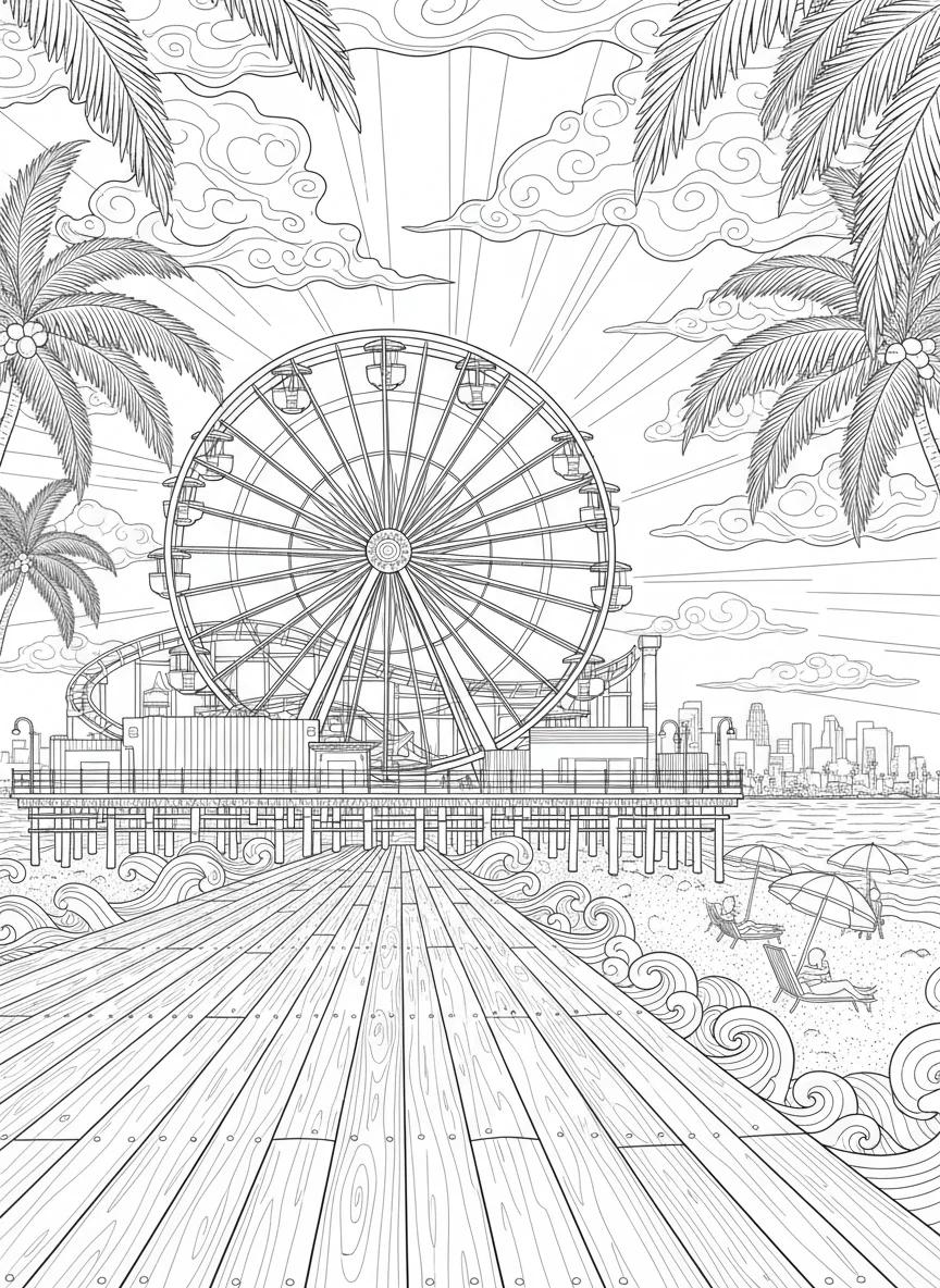 Los Angeles Dreamscapes: Premium Adult Coloring Book for Mindful Travel - Page 3