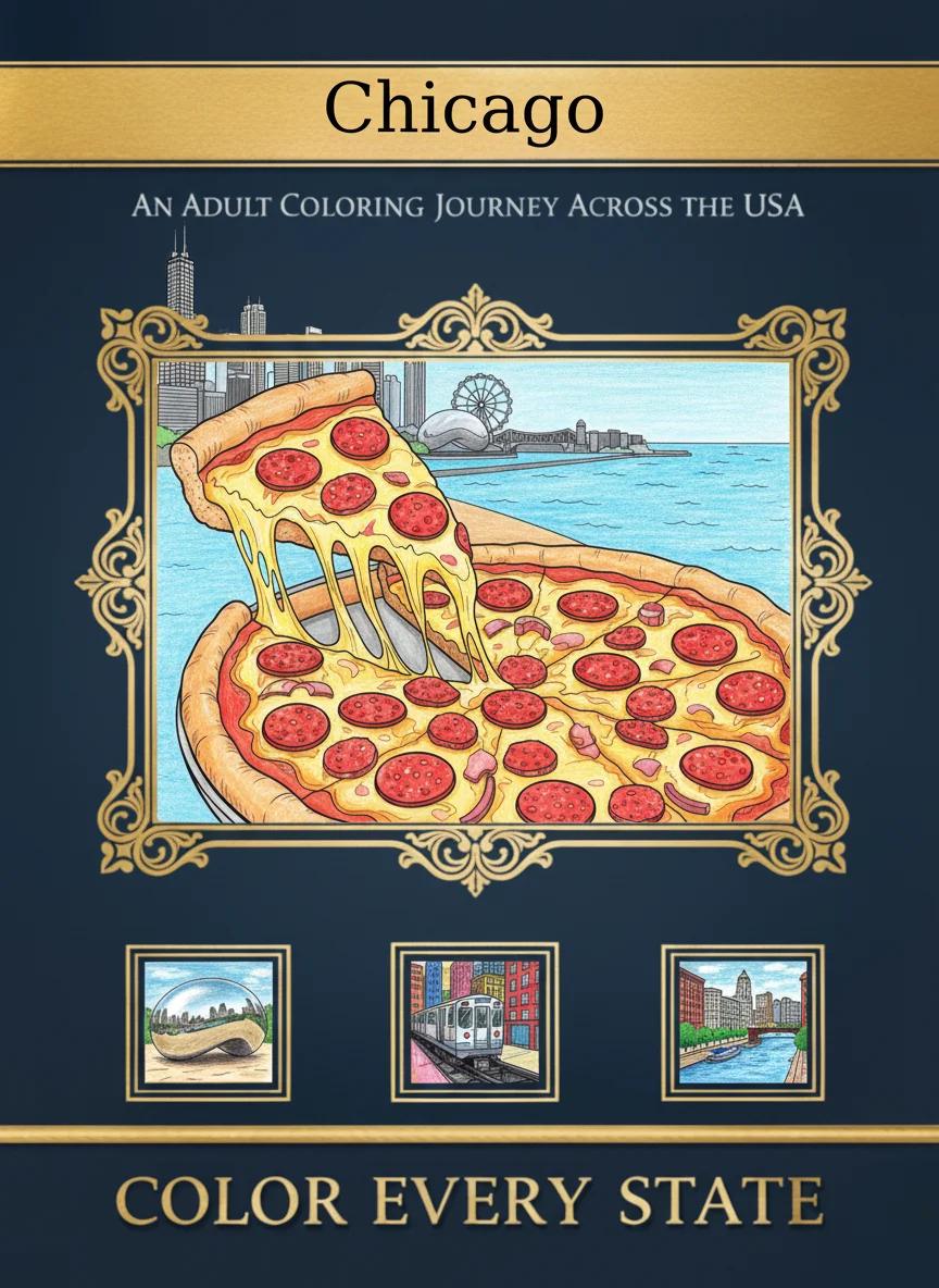Chicago Landmarks & Architecture: Adult Coloring Book - Cover