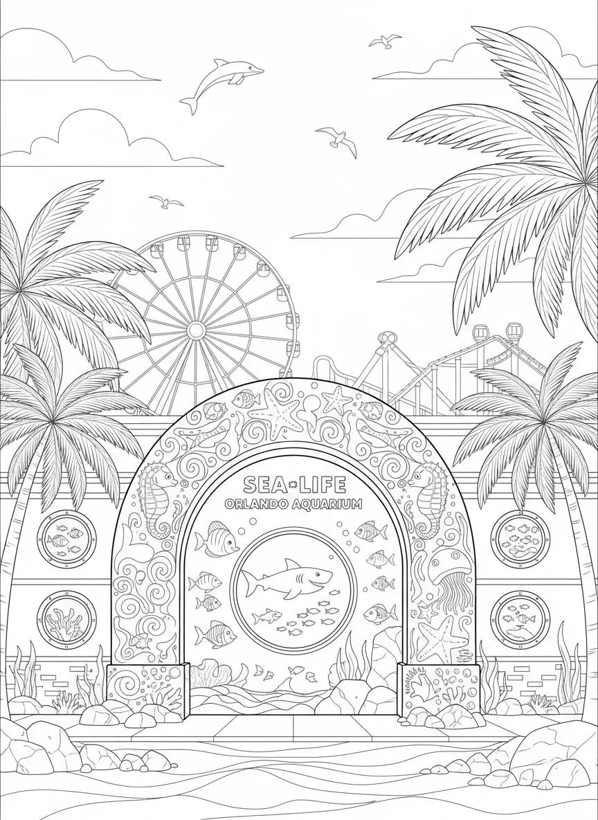 Orlando Landmarks & Thrills: Adult Coloring Book - Page 4