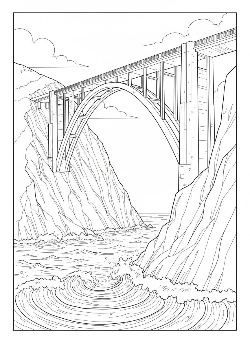 Big Sur California Landscapes: Adult Coloring Book - Page 1