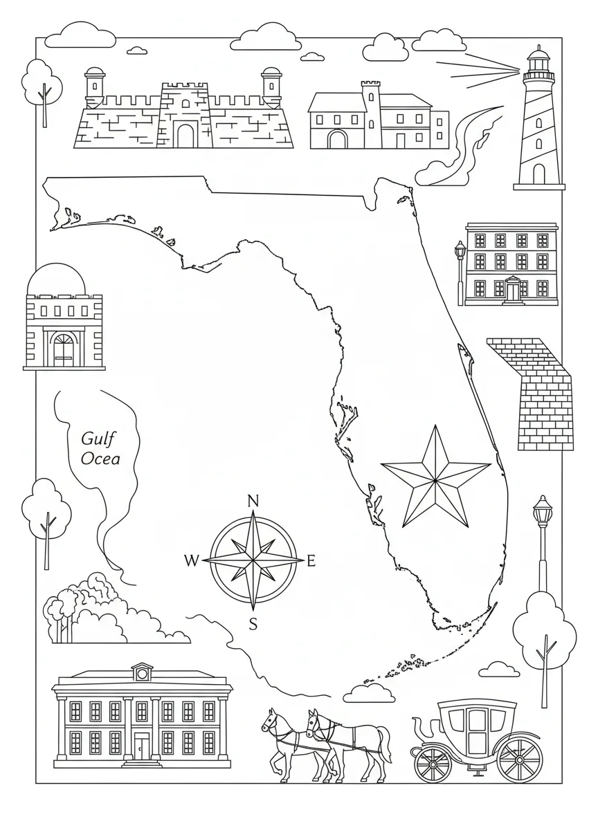Florida Map with Star